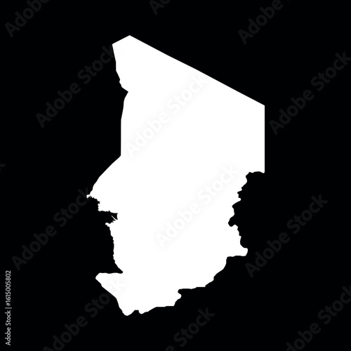 Grey Blank Map of Chad - African Country Borders








