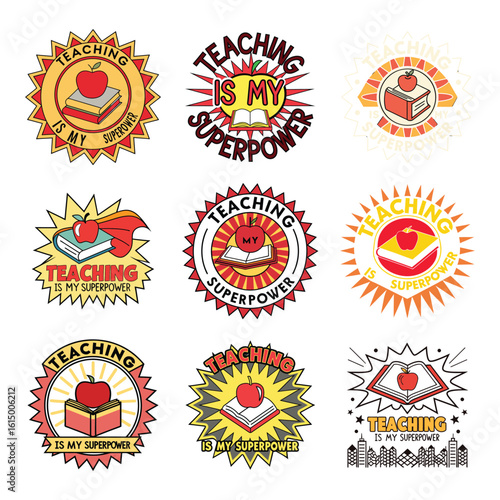 Back to school teacher t shirt design bundle set teaching is my superpower