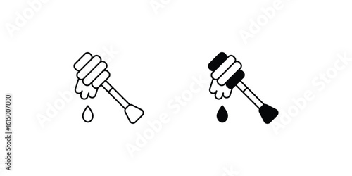 honey dipper set icon with white background vector stock illustration