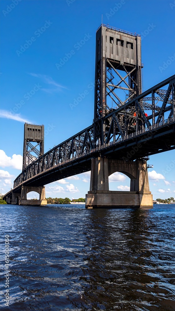 Steel bridge over water Steel bridge over water