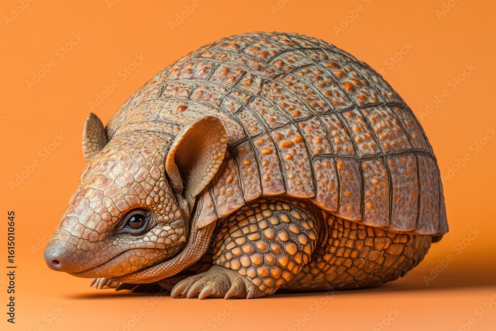 Obraz premium Curled armadillo with textured armor plates