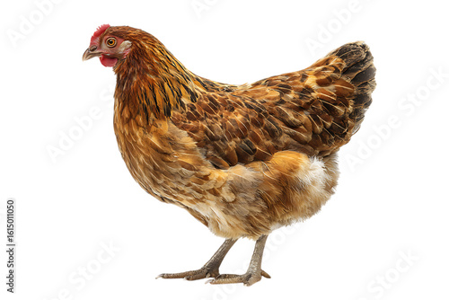 Brown hen on black background