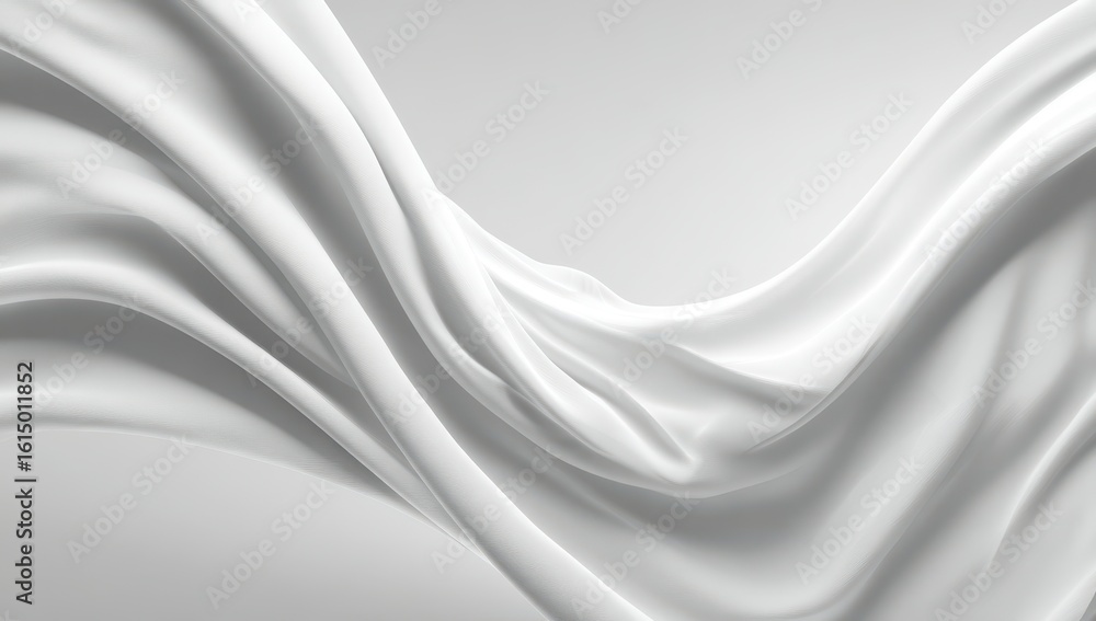 Obraz premium White fabric drapes in flowing curves against a light gray background