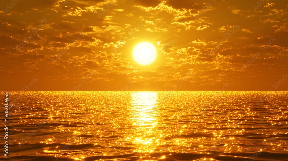 Golden sunset over the ocean. Golden sunset over the ocean.
