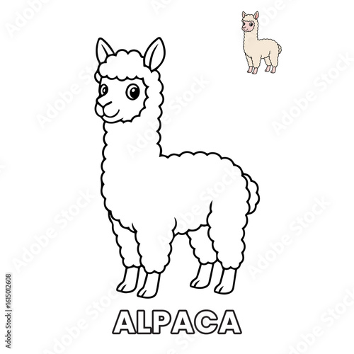 Alpaca Animal Children Coloring Pages