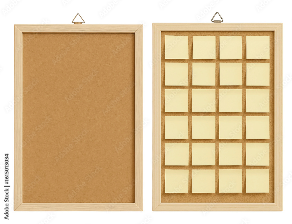 Fototapeta premium Cork Boards Set – Blank and With Sticky Notes