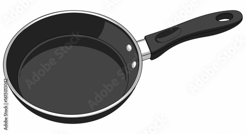 A clean, empty black frying pan with a comfortable black handle, ready for cooking.