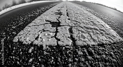 Straßenmarkierung im Winterdreck – der Rand des Systems