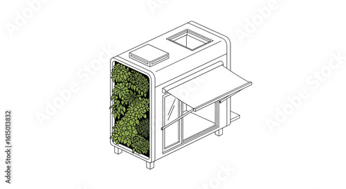 isometric green plant building with awning clip art preview