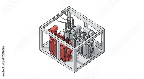 Electrical substation equipment inside protective enclosure
