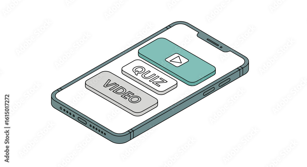 Mobile phone screen quiz video buttons app interface Mobile phone screen quiz video buttons app interface