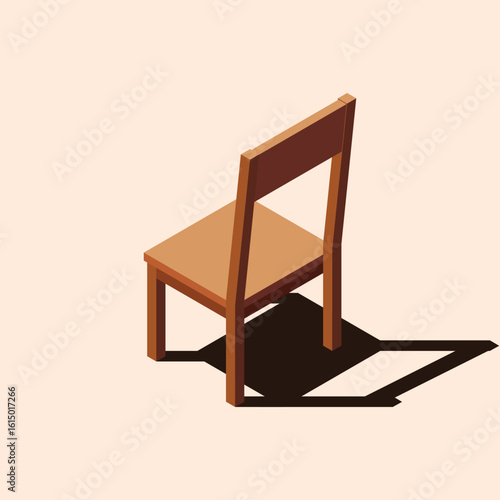 Isometric chair. Wooden chair. Isometric dining room furniture. Isometric furniture