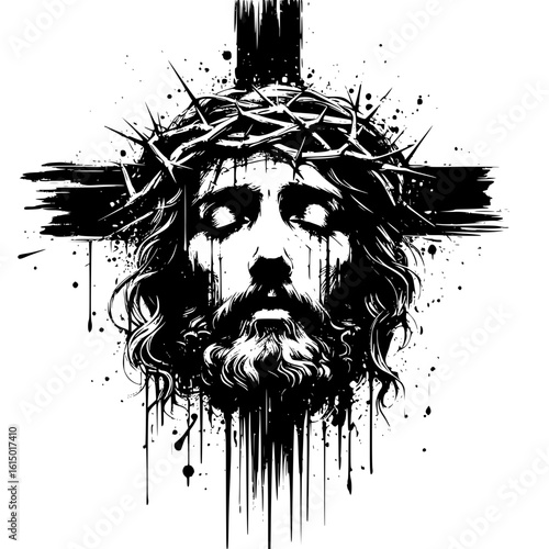 Jesus Christ head on a cross