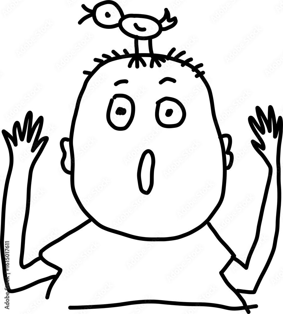 Fototapeta premium Surprised Hand-Drawn Face Illustration