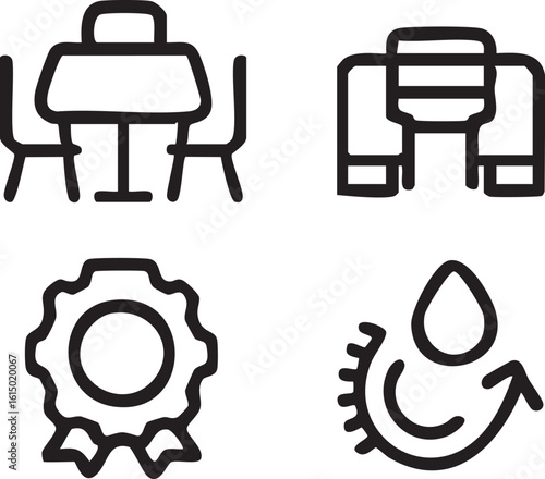 Business amenities and quality service vector icon set.