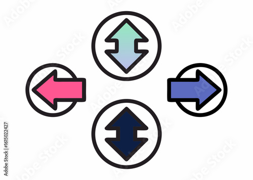 Four directional arrows icons with circles isolated on white Free Download Four directional arrows icons with circles isolated on white - GFXLoad