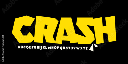 Bouncy rock alphabet, restless blocky letters, heavy bold comic font for kid logo, school headline, skateboard typography. Rebellious cartoon typographic design. Vector typeset.