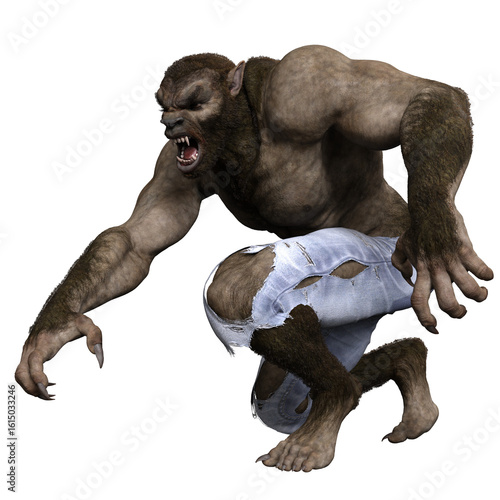 Fototapeta A 3d rendered illustration of a werewolf with torn clothes	, isolated on transpa