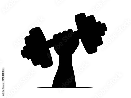 silhouette illustration vector of a hand with holding a dumbbell