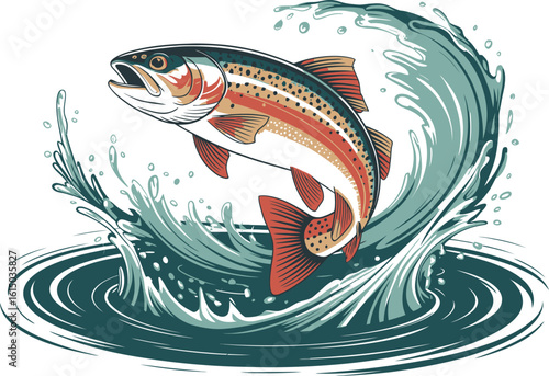 Rainbow Trout Jumping Out of Water Splash fish