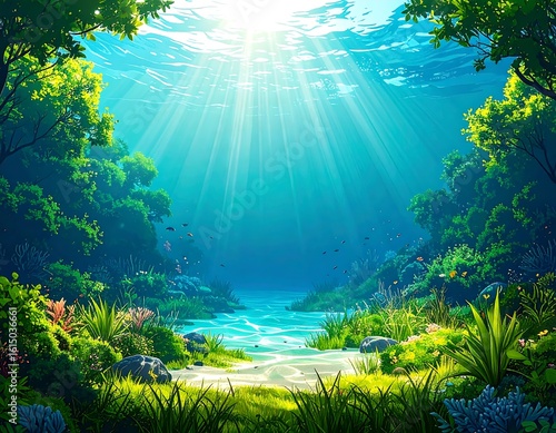 Sunlit underwater forest
