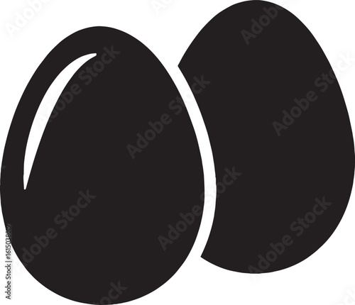 Simple Graphic Silhouette of Two Eggs Close Together Minimalist Style Design Food Related Icon