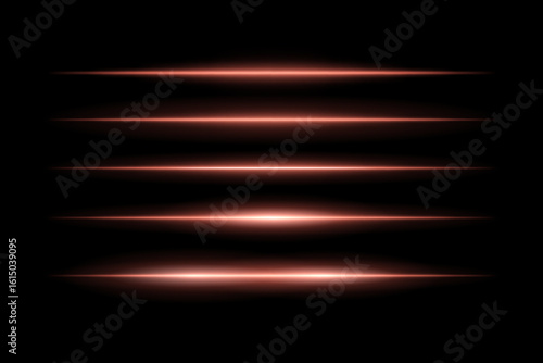 Glowing horizontal beams arranged in vertical stack with symmetrical light spread. Sharp edges fade smoothly into dark background, creating futuristic motion effect.