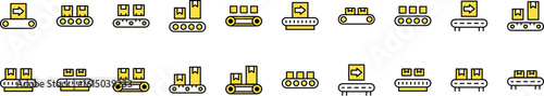 Conveyor Belt Filled Color Icon Set. Minimalistic Linear Pictogram for Web and Graphic Design, Apps, Banners, Social Network and Cards