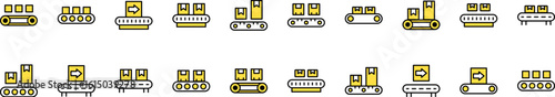 Conveyor Belt Filled Color Icon Pack. Minimalistic Linear Pictogram for Web and Graphic Design, Apps, Banners, Social Network and Cards