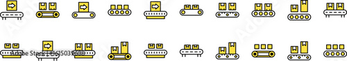 Simple Linear Filled Color Icon of Conveyor Belt. Minimalistic Linear Pictogram for Web and Graphic Design, Apps, Banners, Social Network and Cards