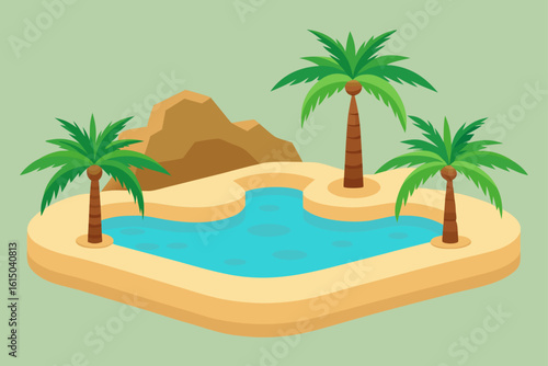 Tropical oasis with palm trees and a pool