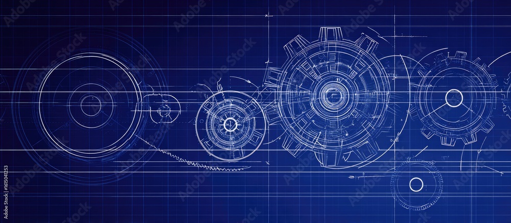 Obraz premium Blueprint of interconnected gears