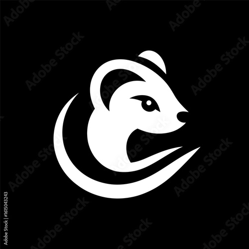 Weasel Face Logo in Monochrome
