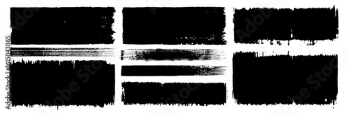 Straight line vector brush strokes. Hand-drawn washes, smears. Chinese or Japanese calligraphy black ink brushstrokes. Rough grunge thick paint line texture. Vintage sketch rectangle textboxes