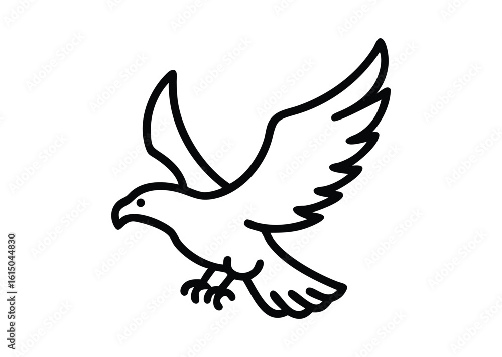 Obraz premium Flying bald eagle line art Vector Illustration
