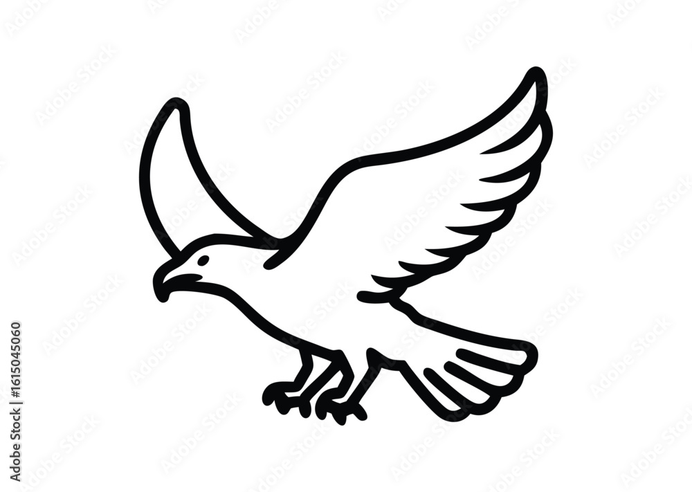 Obraz premium Flying bald eagle line art Vector Illustration