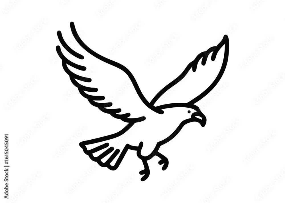 Obraz premium Flying bald eagle line art Vector Illustration