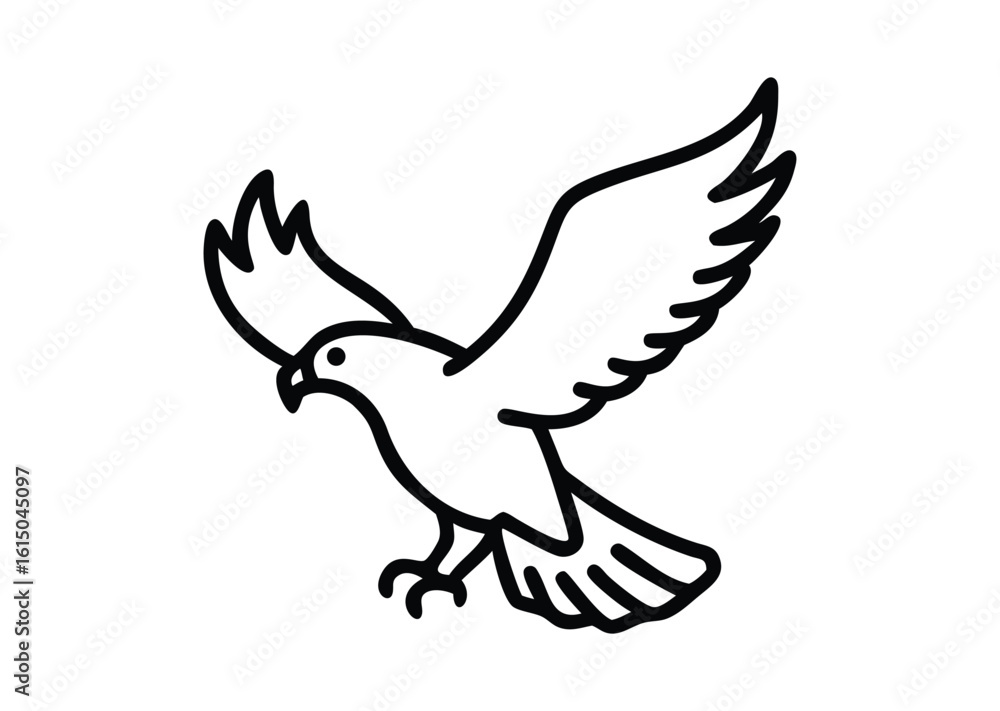 Obraz premium Flying bald eagle line art Vector Illustration