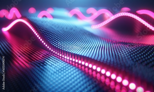 Abstract neon wave background futuristic technology data flow visualization
