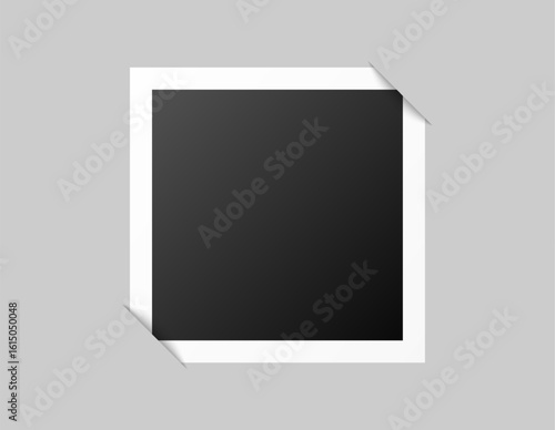 Blank photo frame with white border and realistic shadow effect, isolated on soft blue background. Ideal for album decoration, memory design projects, and picture placeholder templates.