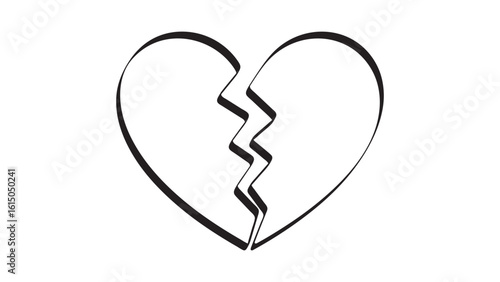 Broken Heart Outline Drawing Sadness Grief Loss Pain Line Art Design Symbolism