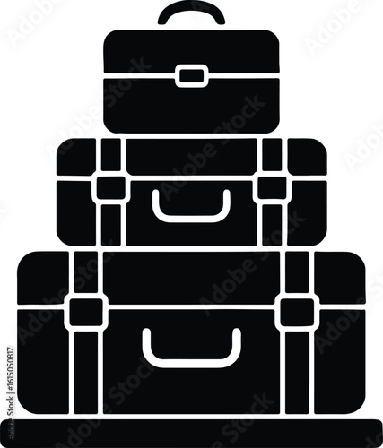 Silhouette luggage stack travel bags baggage suitcase vector illustrator