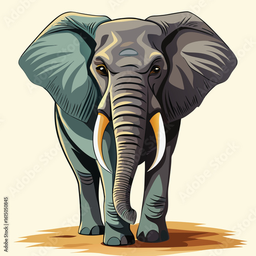 Majestic African Elephant Illustration Powerful Animal Portrait