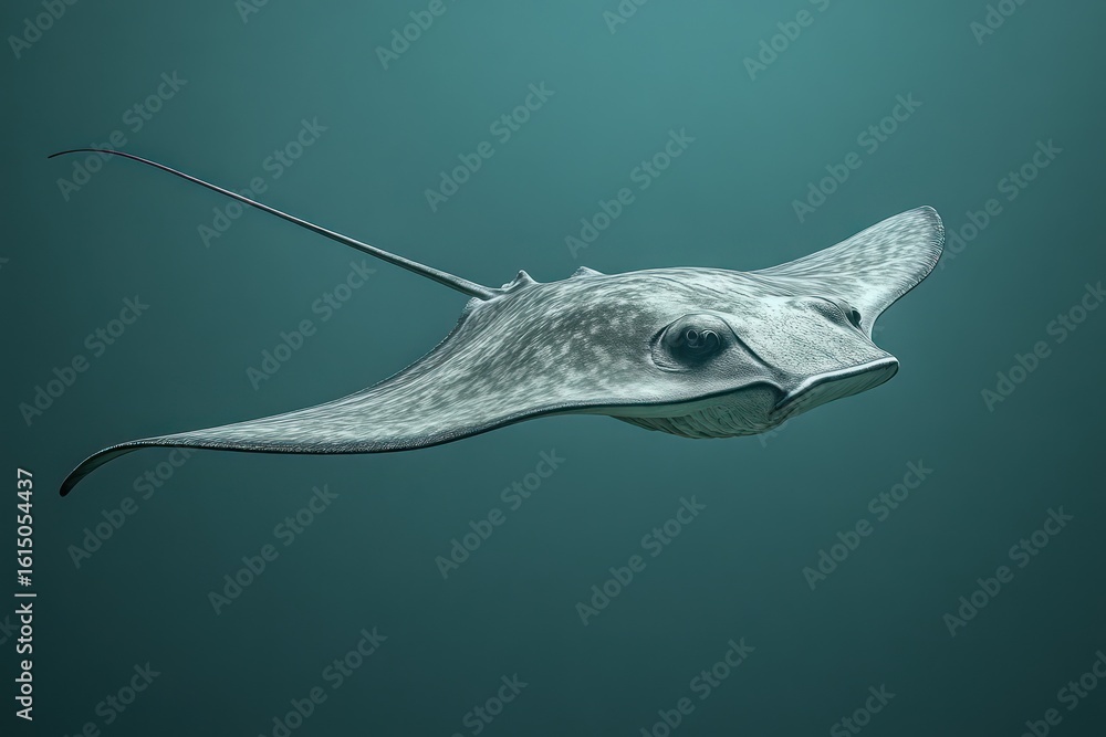 Fototapeta premium Smooth stingray gliding isolated background