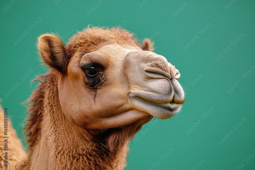 Fototapeta premium Grumpy camel with long lashes isolated