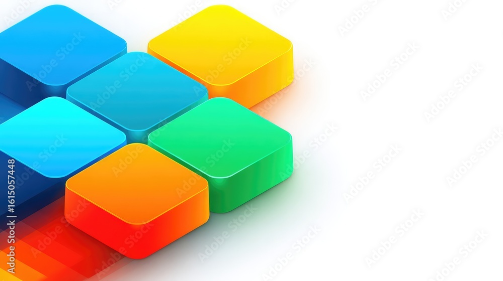 Obraz premium Colorful geometric shapes in soft gradients, representing modern social connectivity and digital interaction.