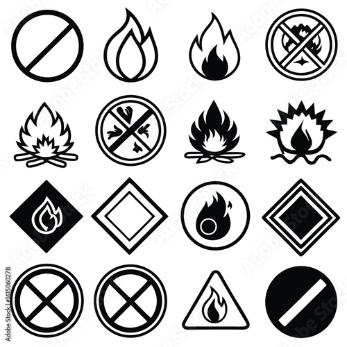 Collection of Fire Hazard Warning Signs