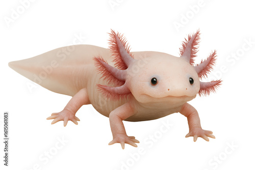 cute pink axolotl on a transparent background