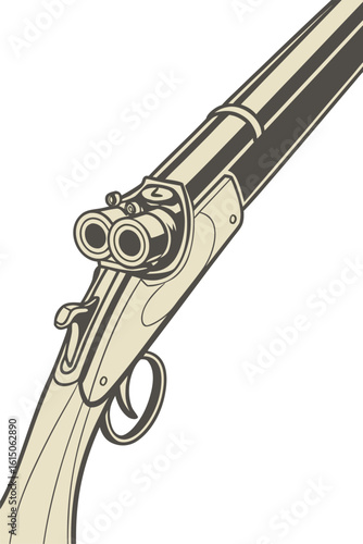 Vector illustration of an isolated black handgun with bullets, depicting a military firearm or a danger weapon