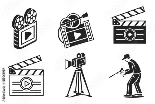 Vintage Film Production Icons Collection.